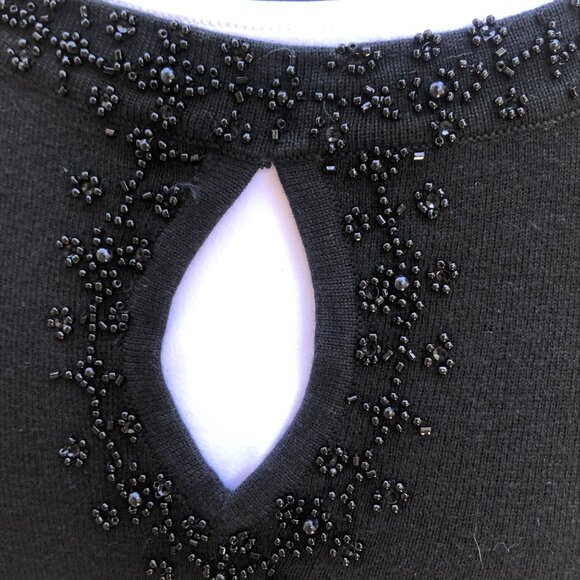 Beaded trimmed black dressy sweater by Emma James, Size M - Picture 5 of 6